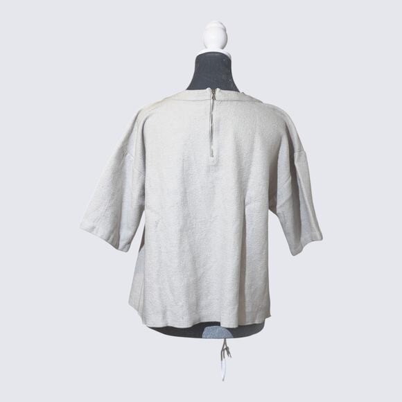 Ann Taylor Wool Blend Top Sz XL Short Sleeve Crew Neck Minimalist Quiet Lux EUC - Picture 2 of 4